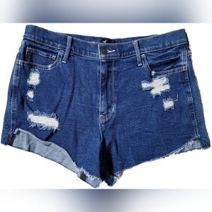 Hollister High-Rise Stretch Rip Distressed 3" Denim Jeans Shorts - 15/32 - EUC